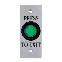 Exit button, flush mount, illuminated, green, architrave plate, fly leads