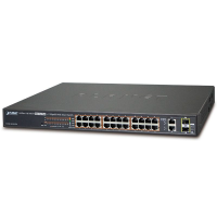 Planet 24-Port PoE Managed Fast Ethernet Switch, 2x Combo TP/SFP Uplink, 802.at, 420W