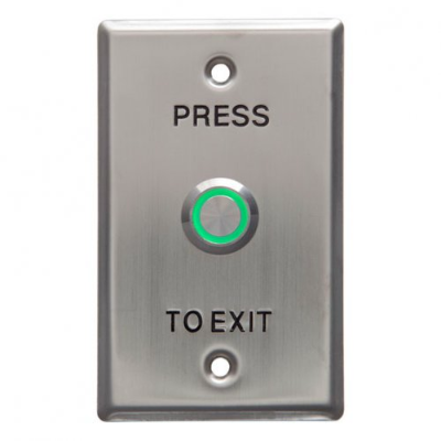 Exit Button, Illuminated, DPDT, Std Plate, IP65, Fly Leads