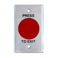 Exit Button, Big Mushroom, Red, Standard Stainless Steel Plate, Momentary