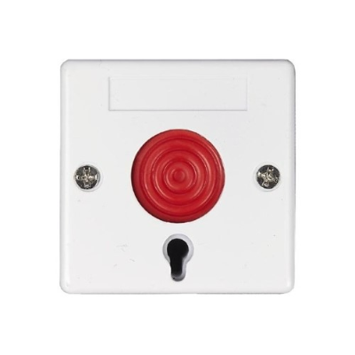 Single button emergency switch , metallic, key resettable