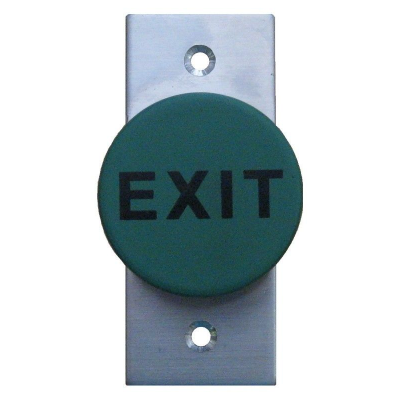 Exit button, Heavy Duty Mushroom, Green, IP66, Vandalproof, Architrave Plate