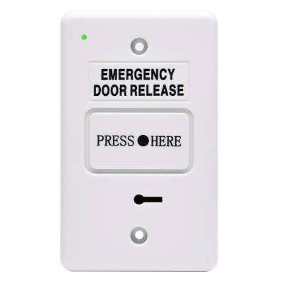 Secor Resettable Emergency Door Release, Dual SPDT, Buzzer and LED, White