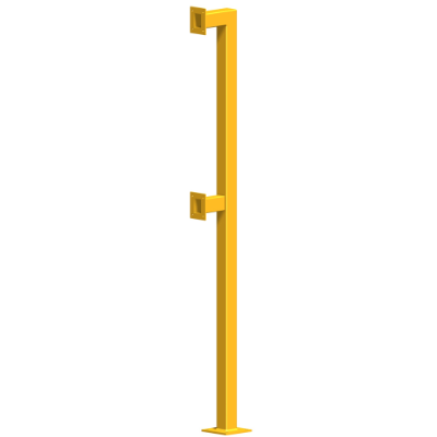 SDC Outdoor Double Bollard to suit SDC Box Mount, 75 x 75 x 1170mm & 2120mm, Yellow