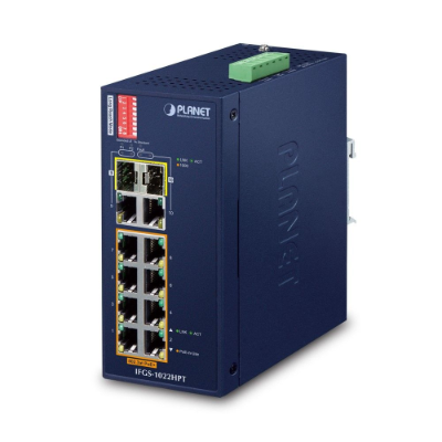 Planet 8 Port Industrial Switch, 8 x 10/100 Base-TX Ports, 802.3at, 240W