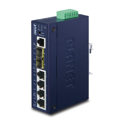 Planet 4 Port Industrial Switch, L2/L4 Managed, 2 SFP Ports, -40 to 75 deg C