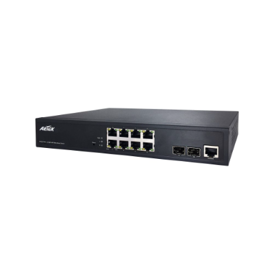 Aetek 8 Port Managed 1Gb PoE Switch, 2x SFP, NTS, 130W