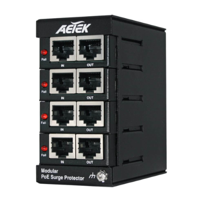 Aetek 4 Channel Modular Surge Protectors, 802.3af/802.3at/802.3bt/UPoE