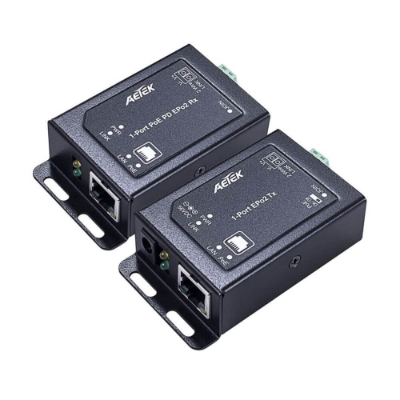 Aetek Indoor PoE over 2-Wire Kit, Up to 600m, 1x Receiver, 1x Transmitter, 65W PSU Inc.