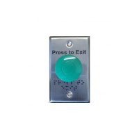 Exit Button, Big Mushroom, Green, Std Stainless Steel Plate, Braille