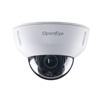 OpenEye 5MP Outdoor IP Dome Cloud PoE Camera, Adaptive IR, IK10, 512GB, 2.7-13.5mm