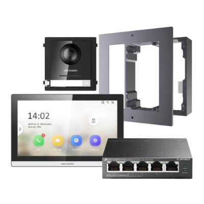 Hikvision 2nd Gen IP Intercom Kit, 1 to 1 Villa, Door & Room Station, Surface, TPL Switch