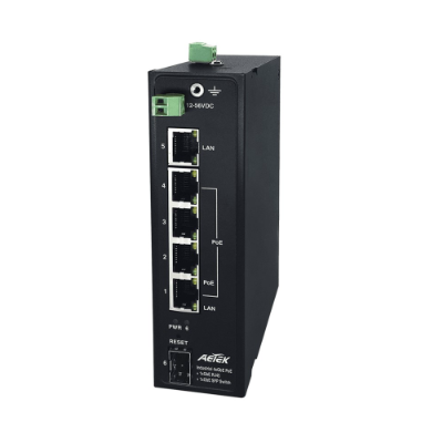 *SpOrd* Aetek 4 Port  Unmanaged Gigabit Industrial PoE Switch, 12-56VDC Input