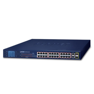 *SpOrd* Planet 24 Port PoE Fast Ethernet Switch 2x Gbe TP 2x SFP Uplink, 802.3at, 300W