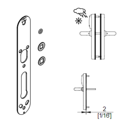 Salto XS4 Outdoor Kit, Narrow Body Escutcheon, All Weather External Door Seal